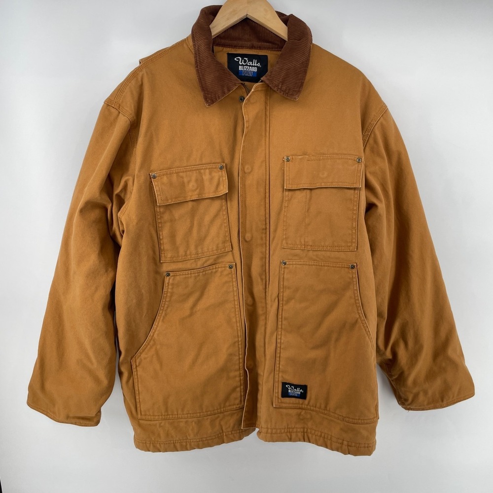 Vtg Walls Blizzard Pruf  Duck Canvas Field‎ Coat Men L Y2K Work Brown Quilted